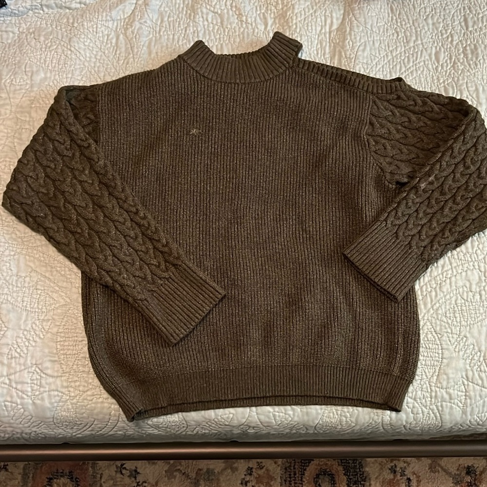 Green open shoulder sweater